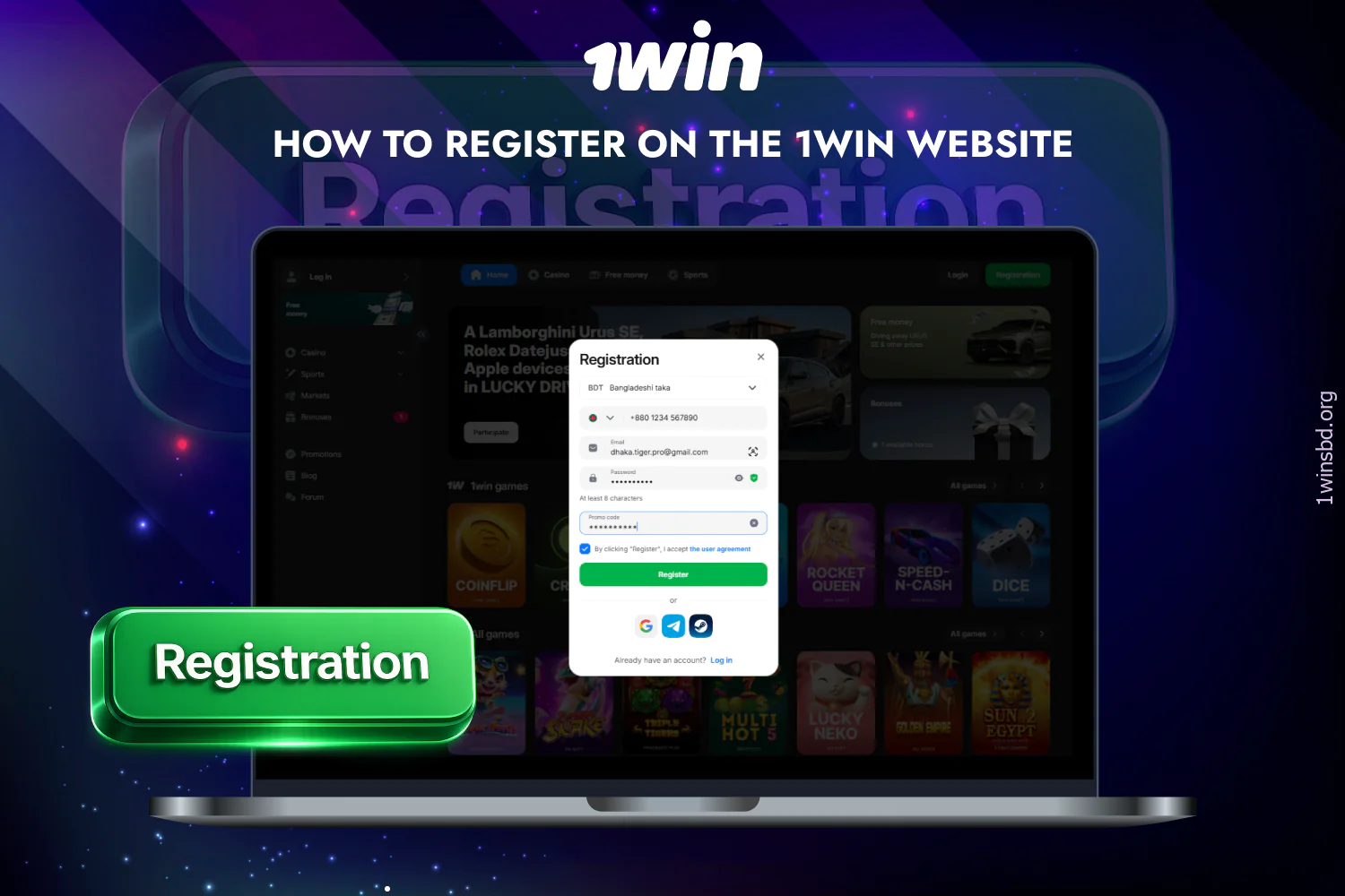 To register for the 1win website, users from Bangladesh should follow the instructions